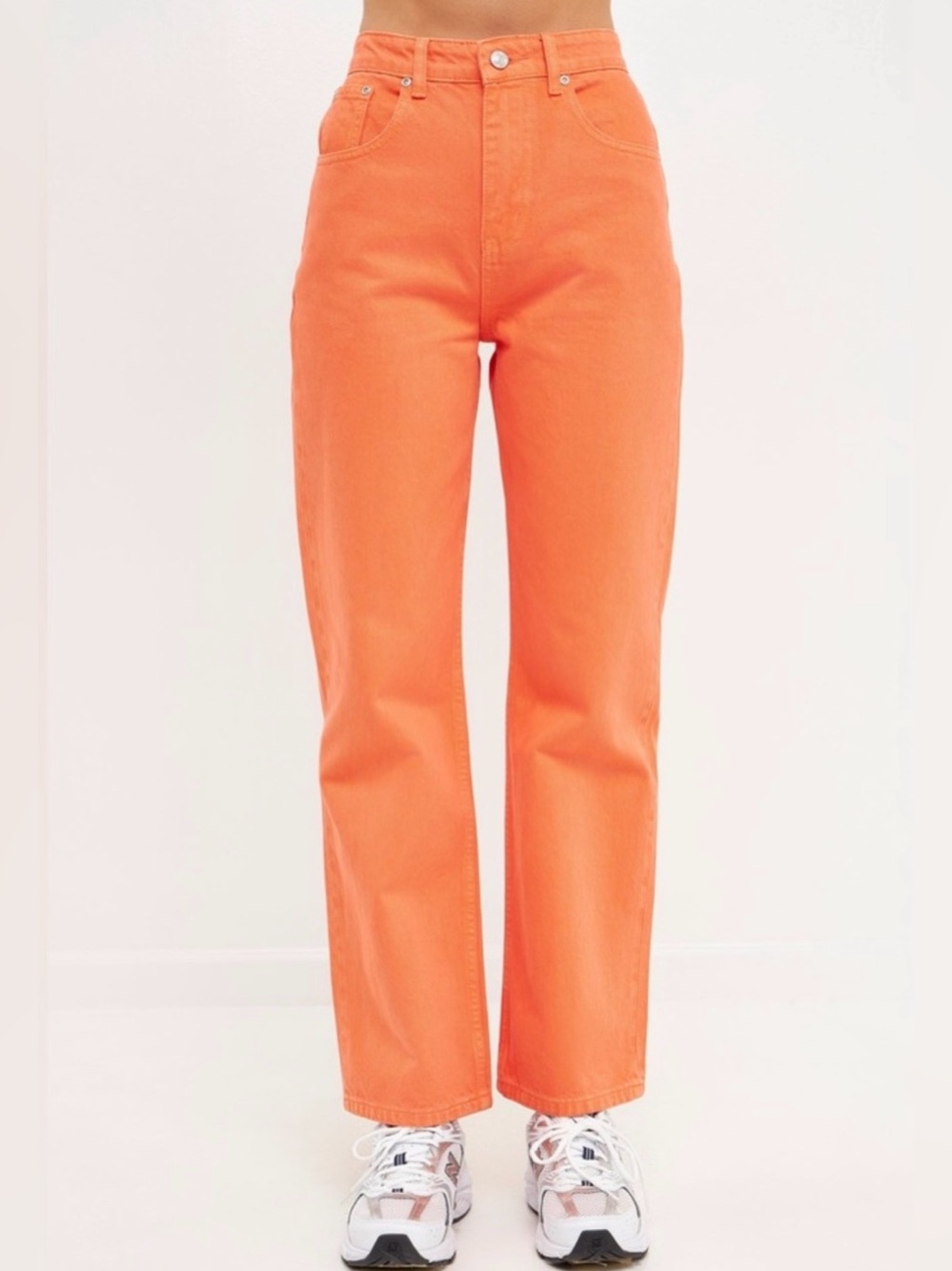 Grey Lab Color Full Length Wide Leg Jeans Coral Orange Size Medium EUC